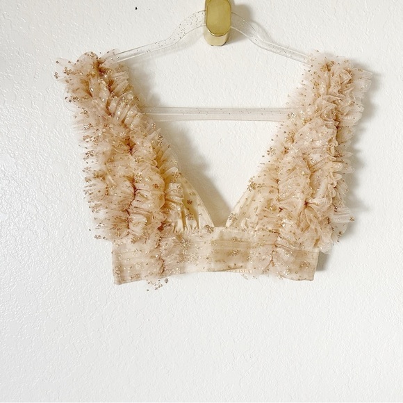 New Free People One Sosha Party crop Top in Gold - Picture 6 of 16